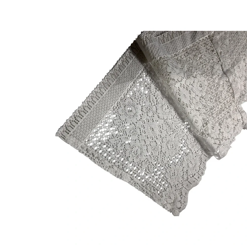 Single Vintage Lace Valance Short Curtain White Intricate Detail Sheer